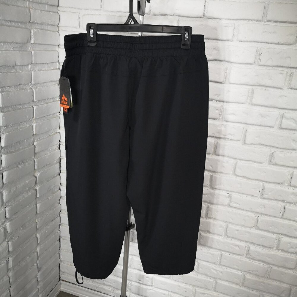 NWT Reebok Ladies Size Large Black Elastic & Tie Waist Active Capris